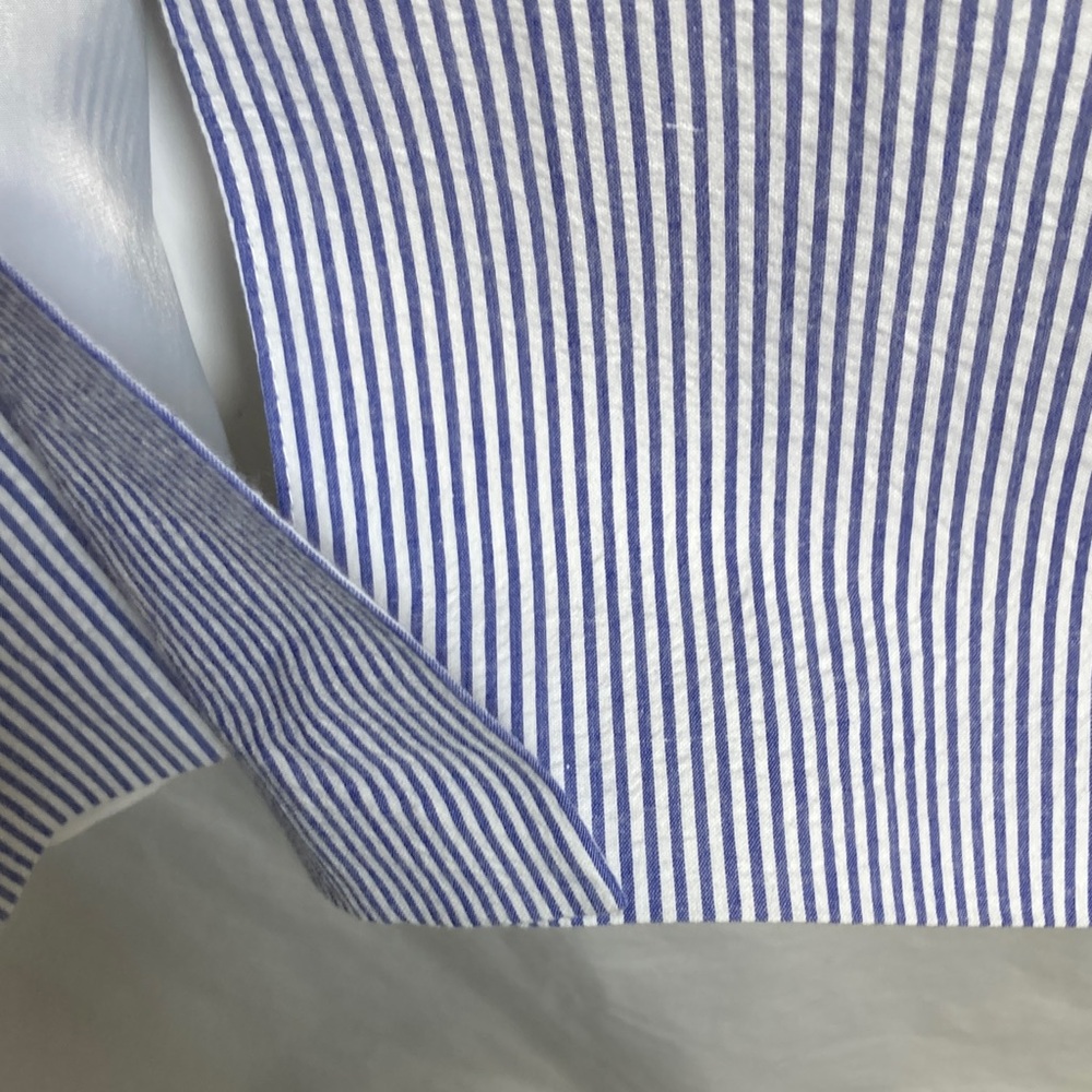 Like New Alan Flusser Classic Puckered Cotton Seersucker in Blue and White 44L - Picture 6 of 16